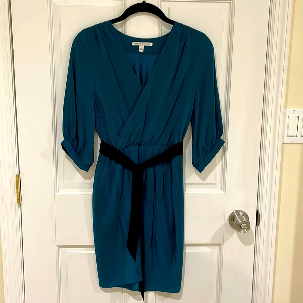 Amanda Uprichard Teal Silk Cocktail Dress, size P (XS)